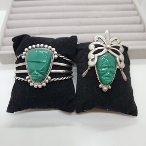 Artisan Silver Bracelet with Green Stone